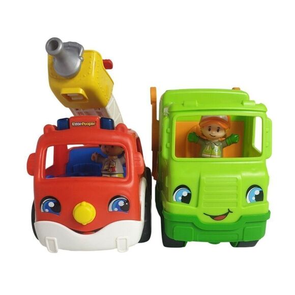 Little People Fire Truck & Recycling Truck Musical With Figures NWOT - Picture 5 of 7